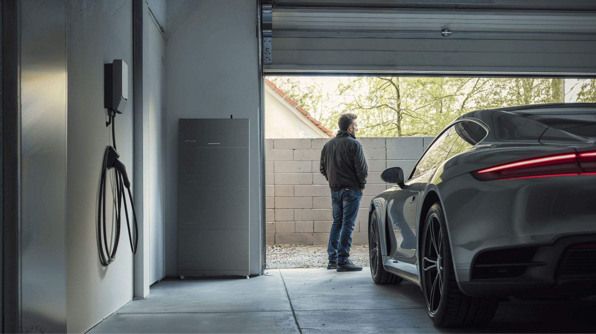 Man in garage with car