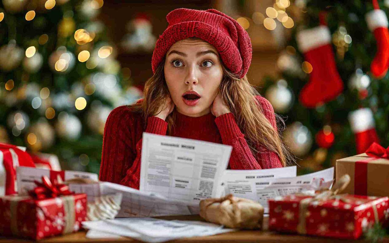 Une jeune femme tient une facture d'électricité