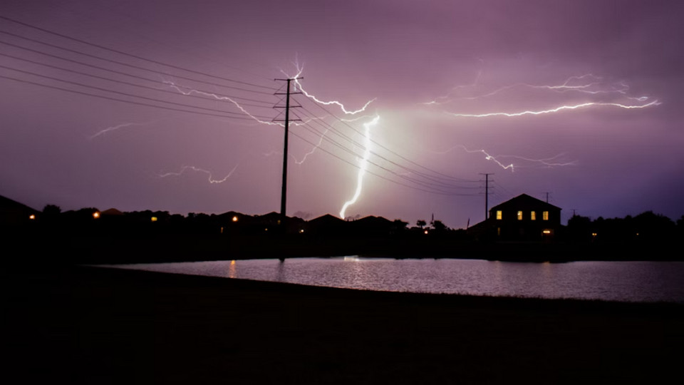 Thunderstorm near the houses