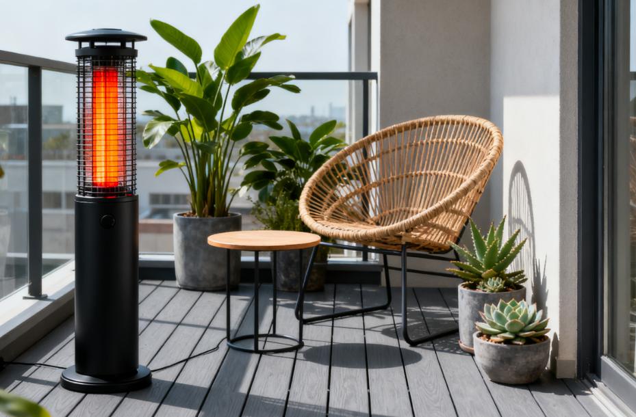 Le chauffage de jardin en service