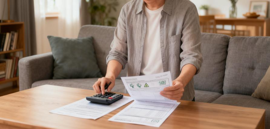 Una persona está calculando las facturas de electricidad