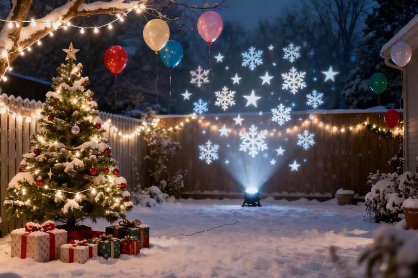 Weihnachtsdekoration im Außenhof
