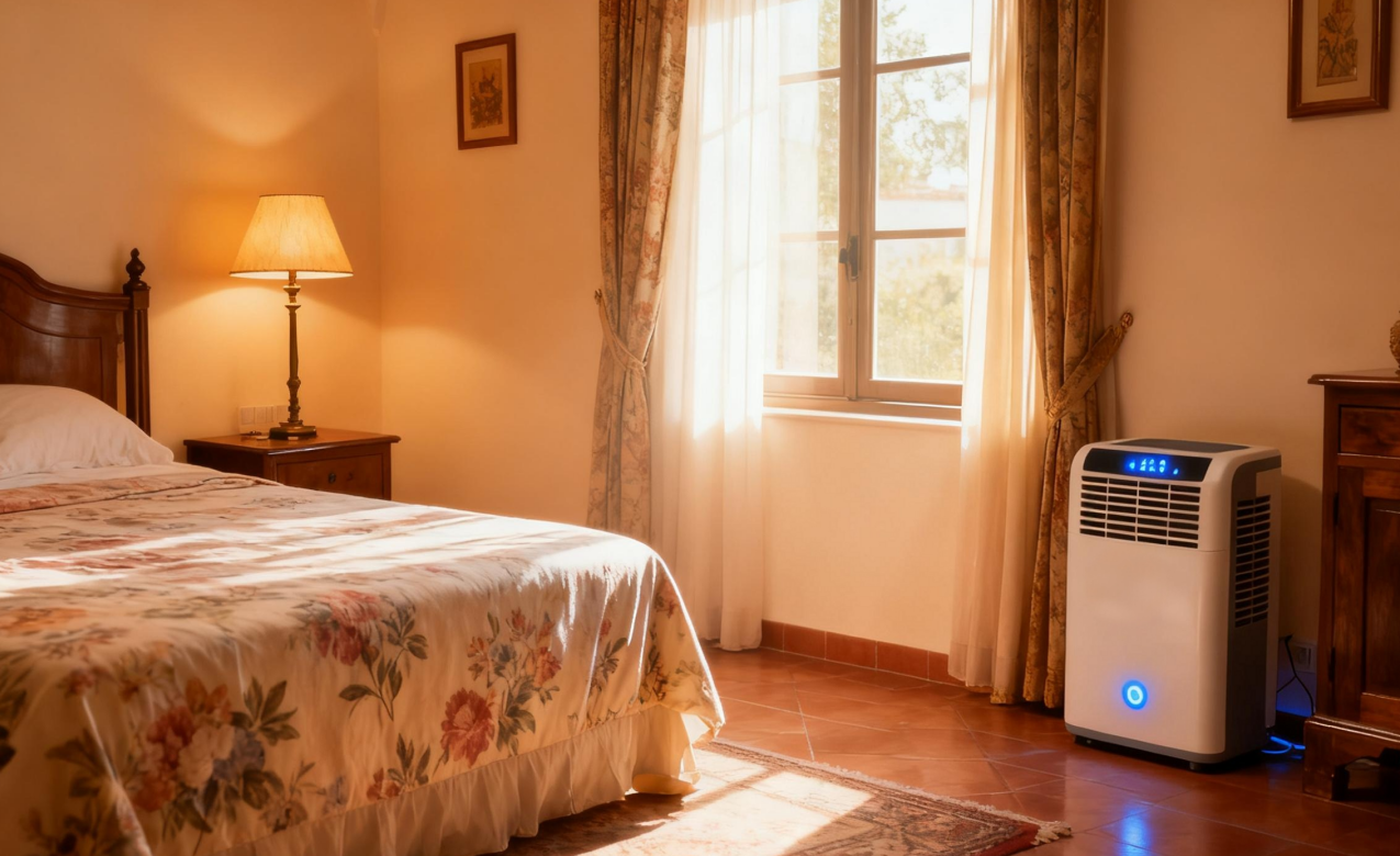 Deshumidificador en funcionamiento