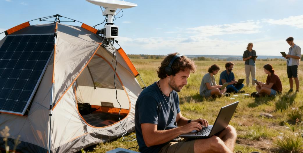 Surfen Sie draußen im Internet