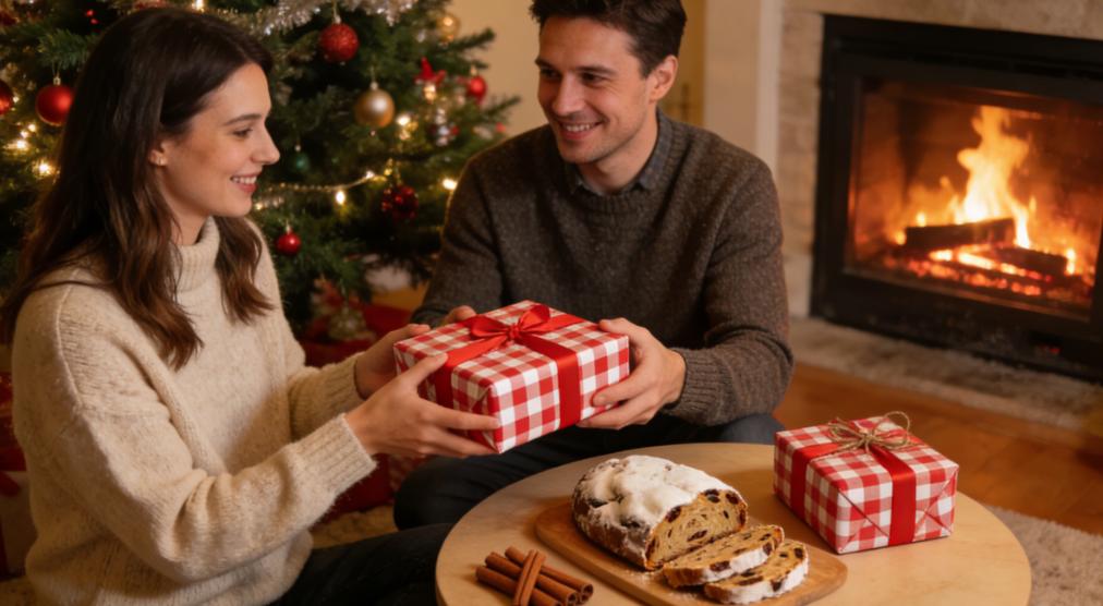 Weihnachtspaare beschenken sich