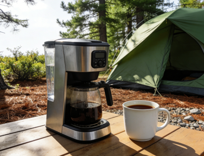 Verwendung einer Kaffeemaschine für Camping