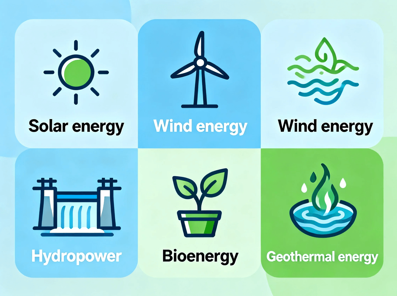 Major types of renewable energy