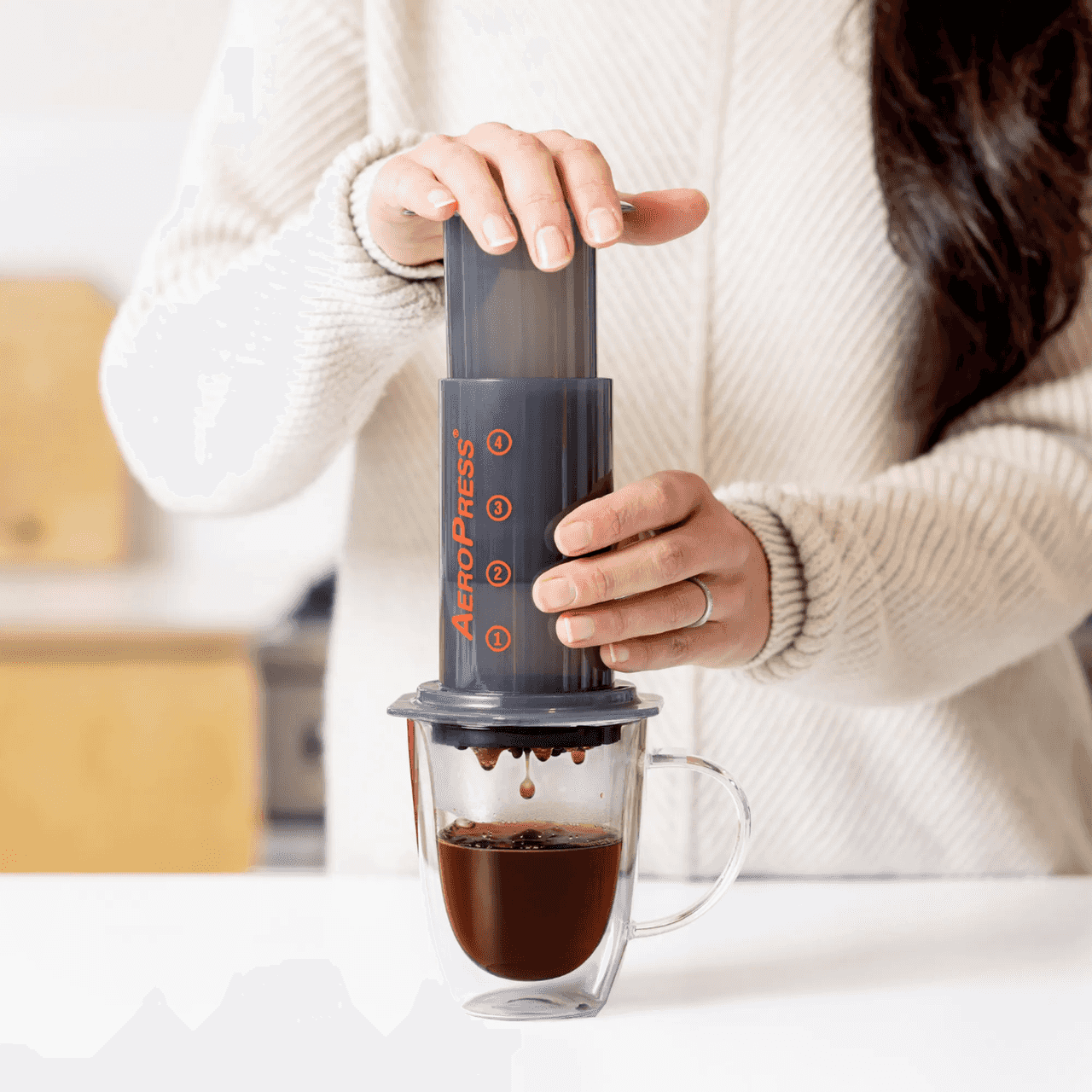 Areopress coffee maker for camping