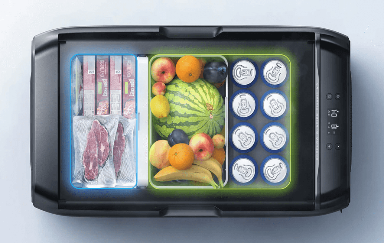 Dual-zone portable fridges