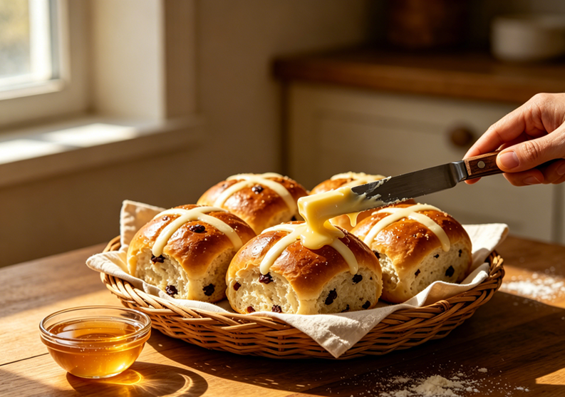Hot cross buns served during Easter weekend