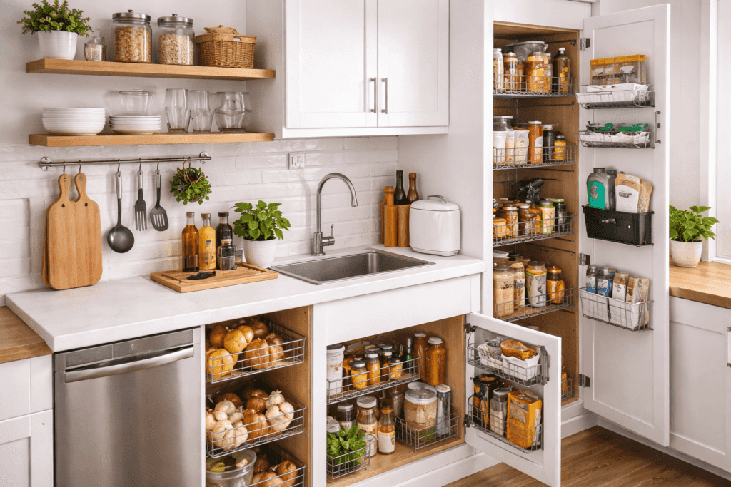 Organised kitchen storage solutions