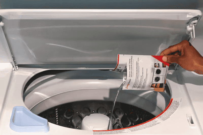 Washer with detergent and water