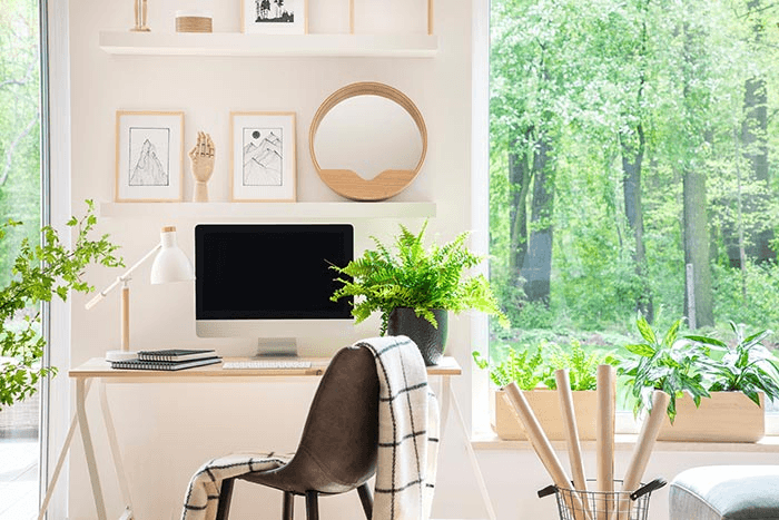Quiet home office space with natural light