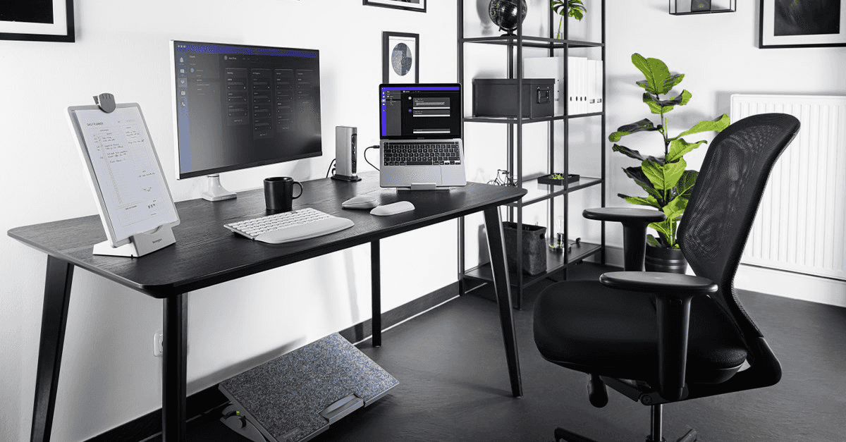 Ergonomic desk and chair setup
