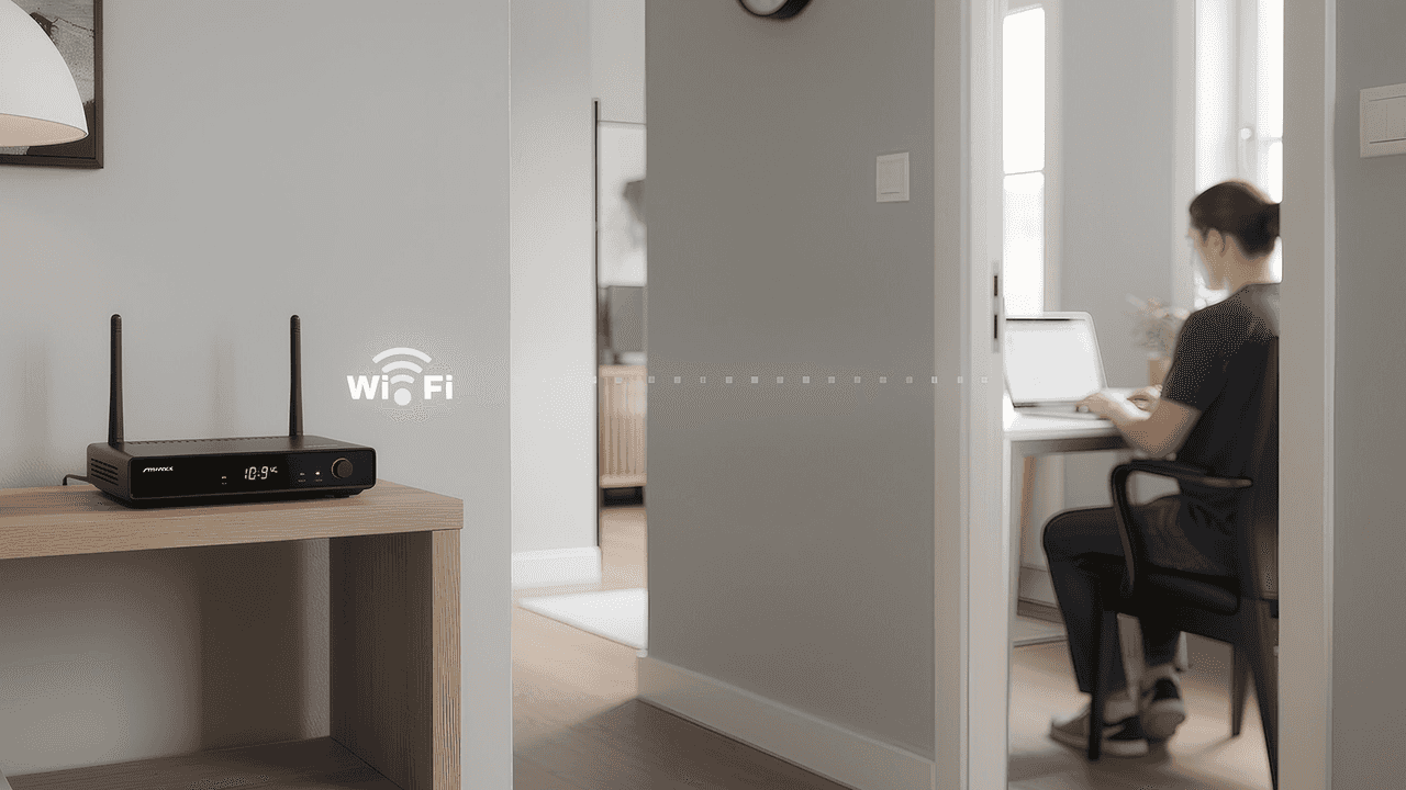 Laptop connected to stable Wi-Fi network