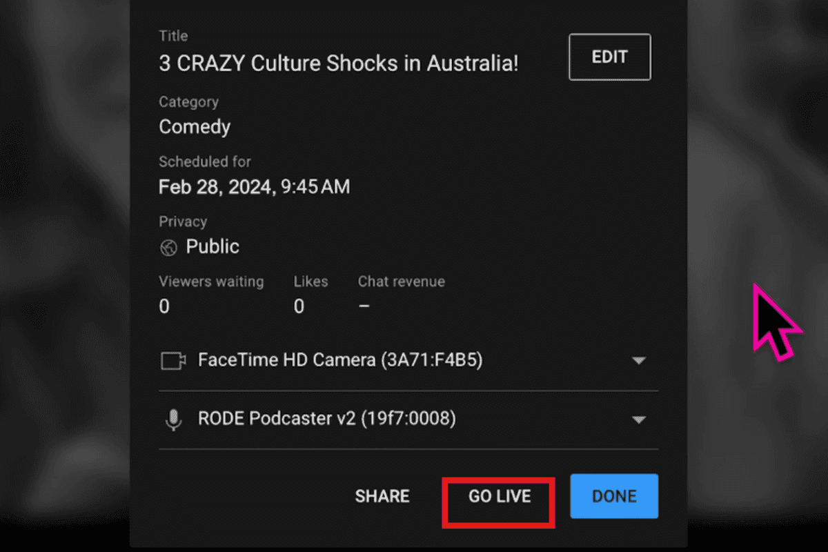 Start your live stream