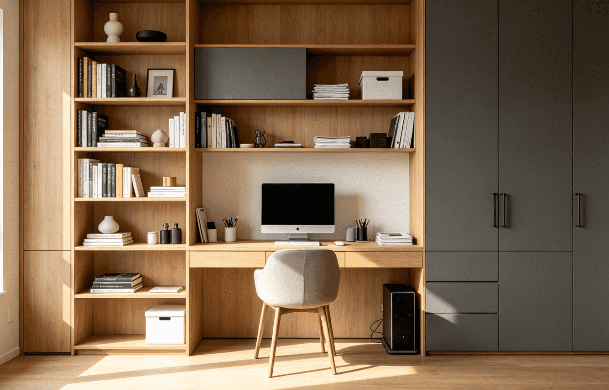 Floor-to-ceiling designs are one of the most effective home office storage solutions