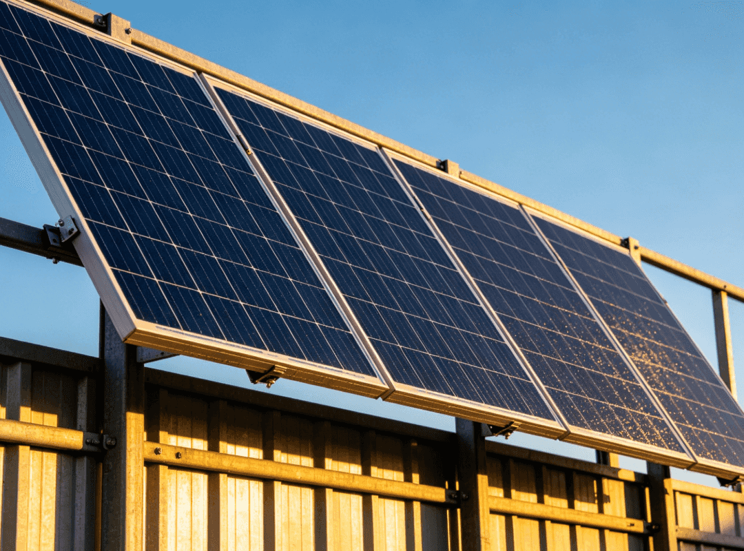 Patio and fence to place solar panels for wall outlet