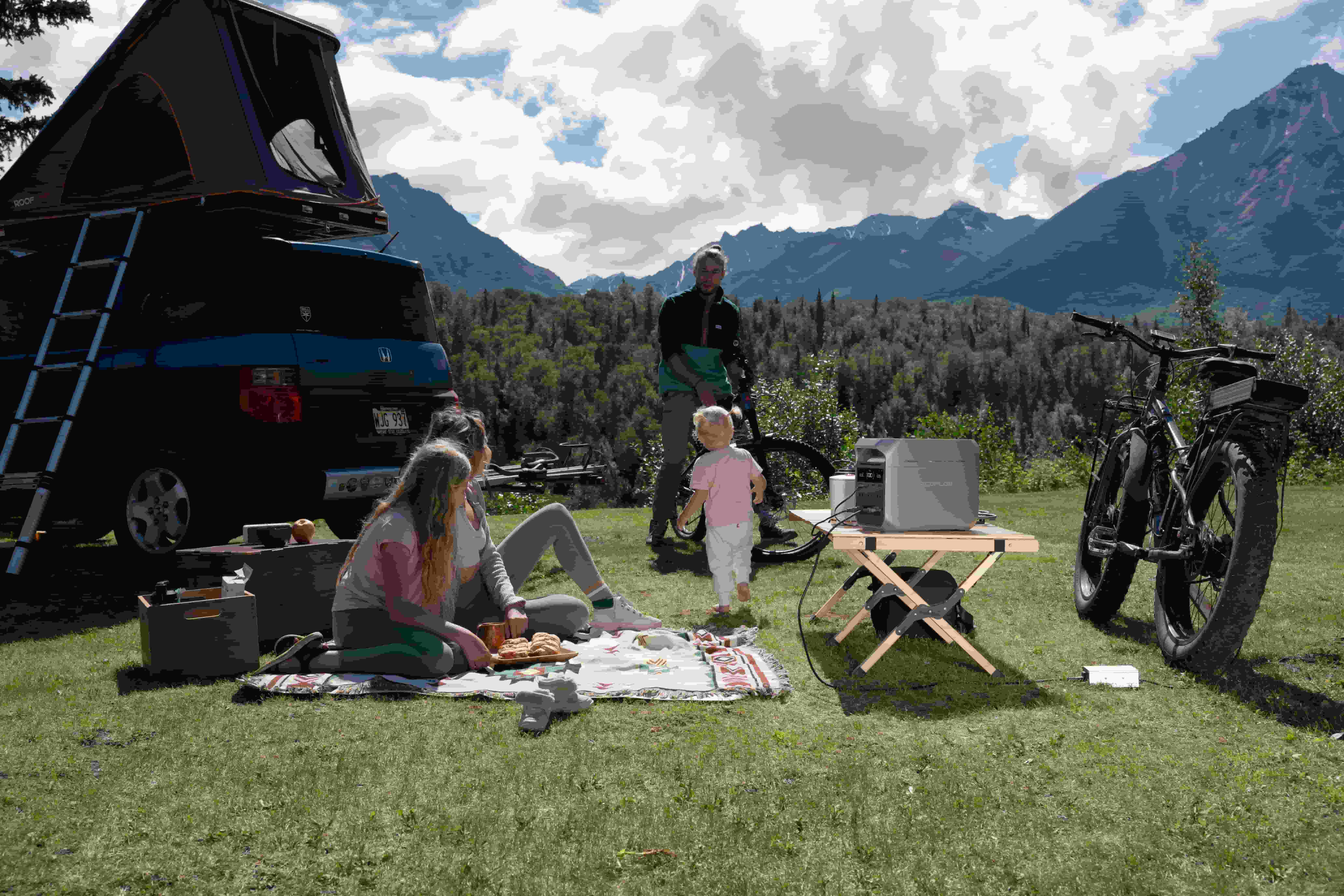 Pique-nique connecté grâce au stockage d'énergie portable