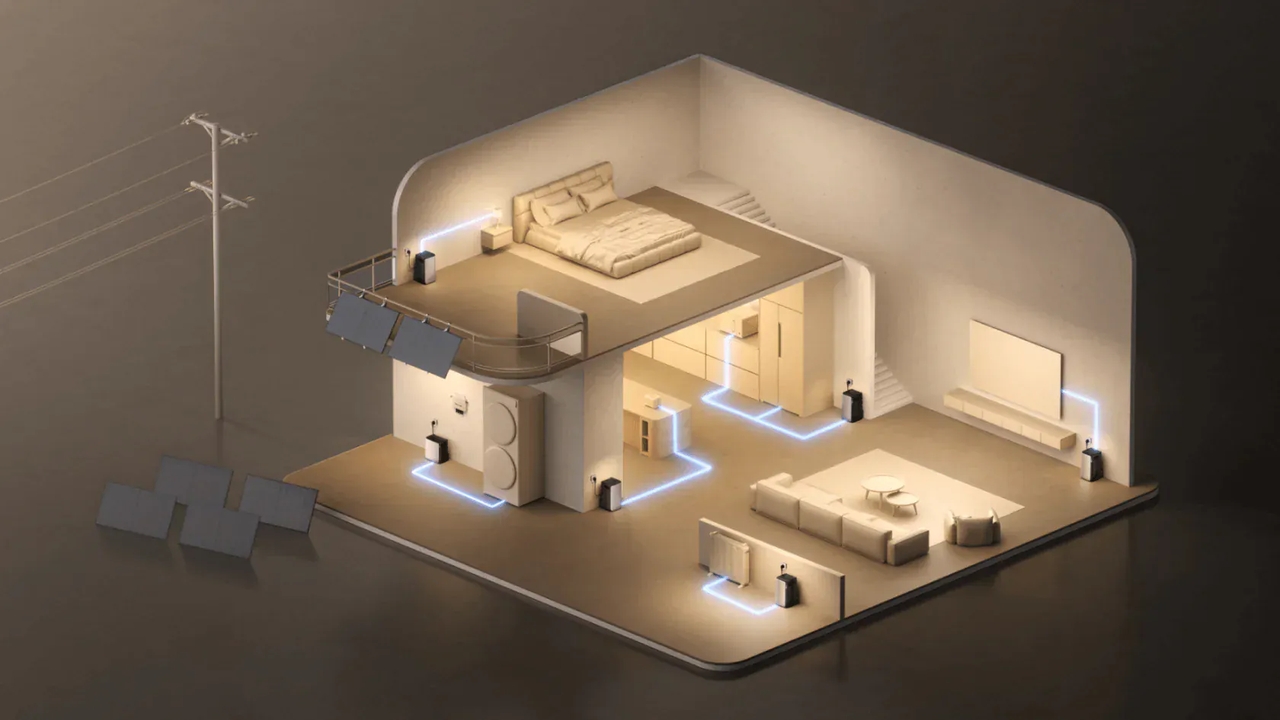 Schéma d’une maison connectée illustrant la consommation électrique