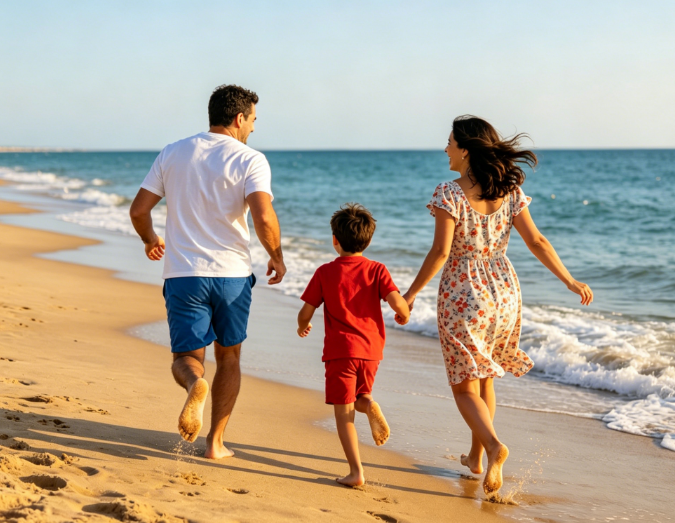 Spaziergänge und Camping am Meer
