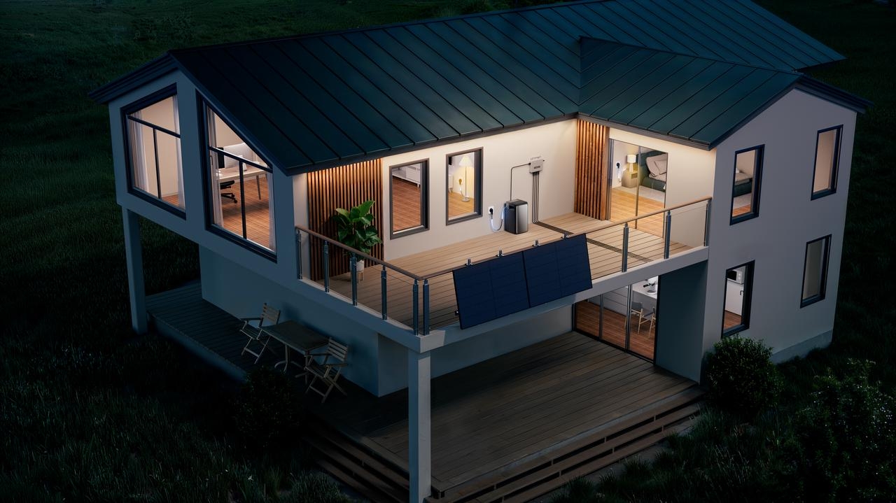 Haus mit PV-Anlage bei diffusem Licht