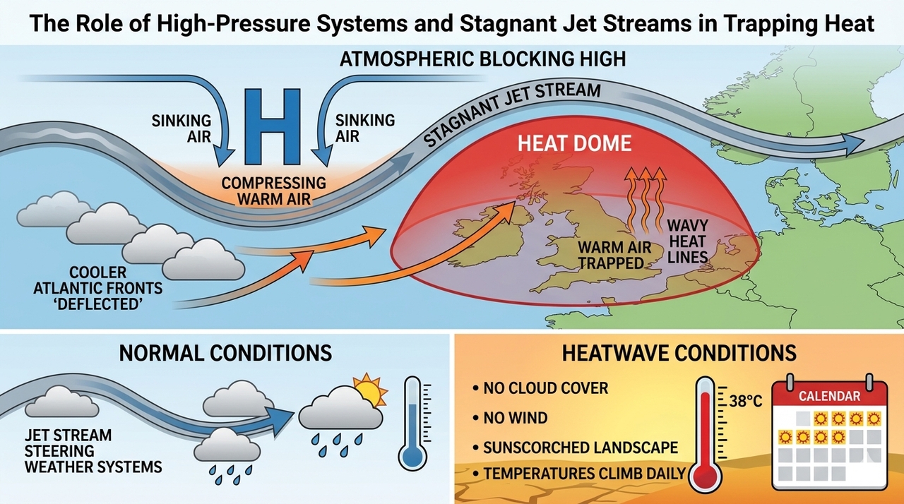 Impact of air pressure on UK heatwaves