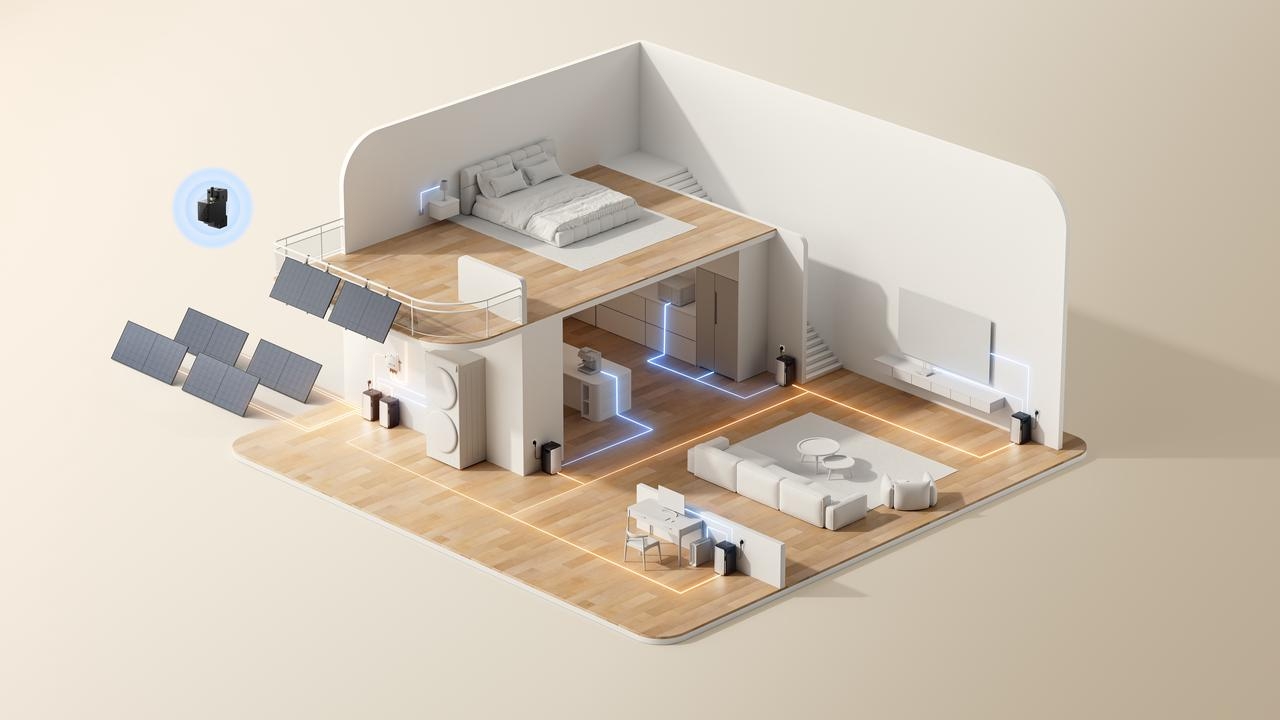 Photovoltaikanlage Aufbau und Stromabnehmer im Haus