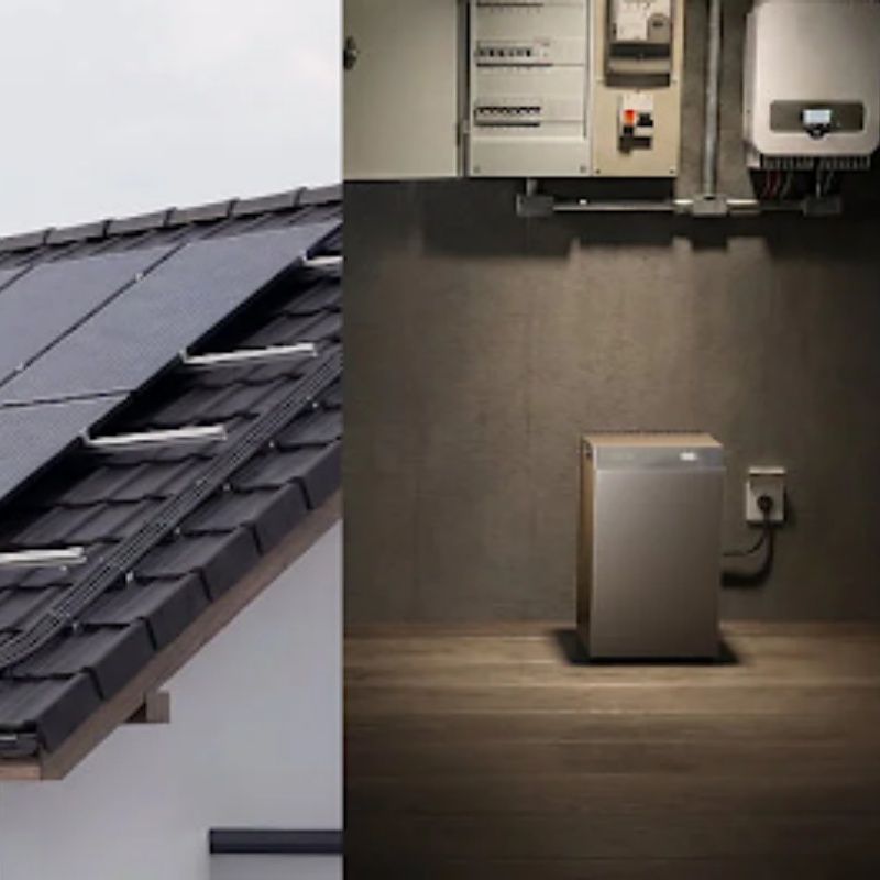 Panel solar monocristalino en tejado y sistema de energía para hogar