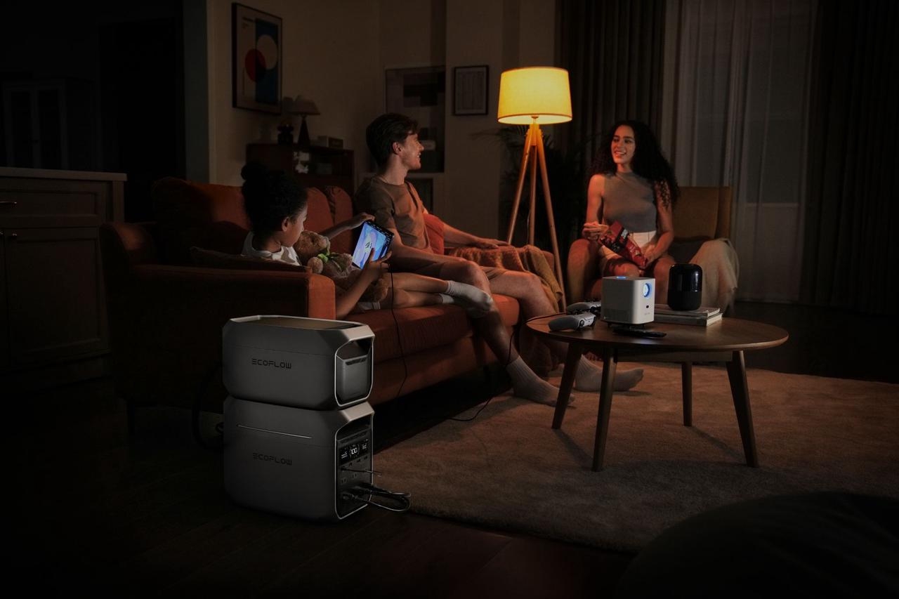 proyector de cine en casa alimentado por energía portátil
