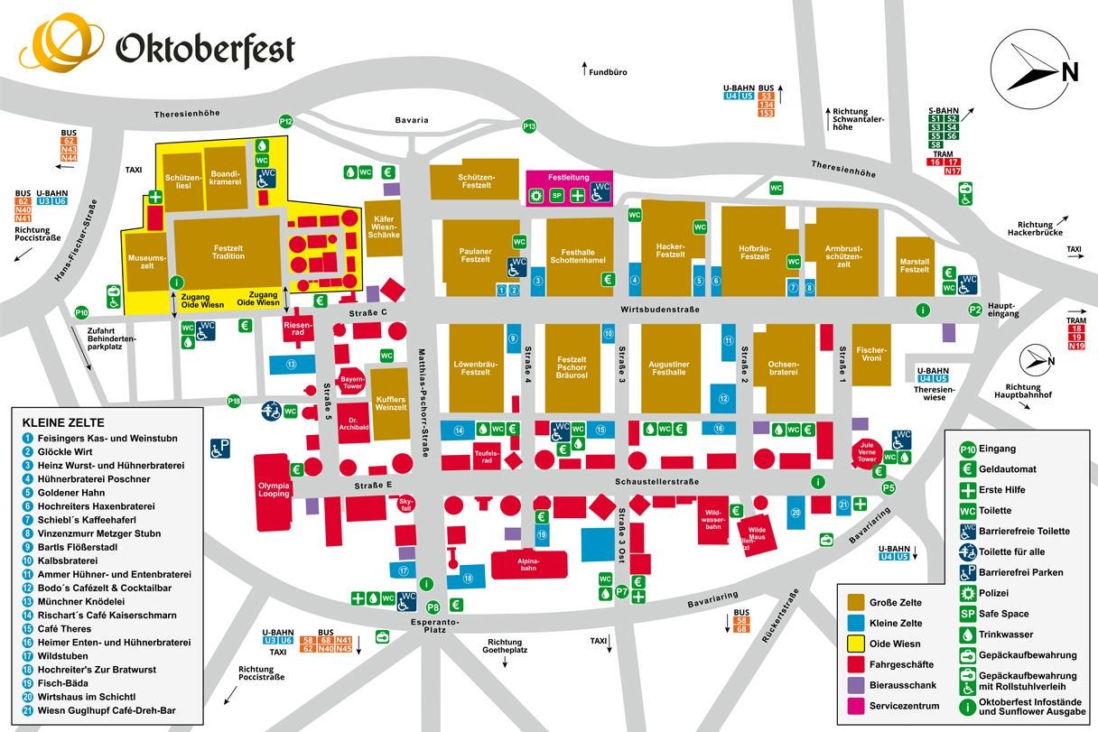 Offizieller Geländeplan für das Oktoberfest 2026