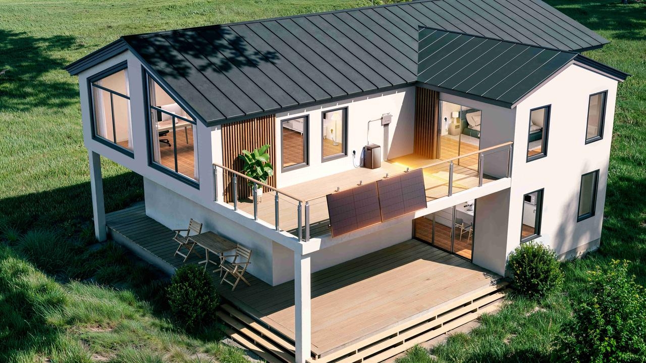 Modernes und energieffizientes Einfamilienhaus mit Balkonkraftwerk